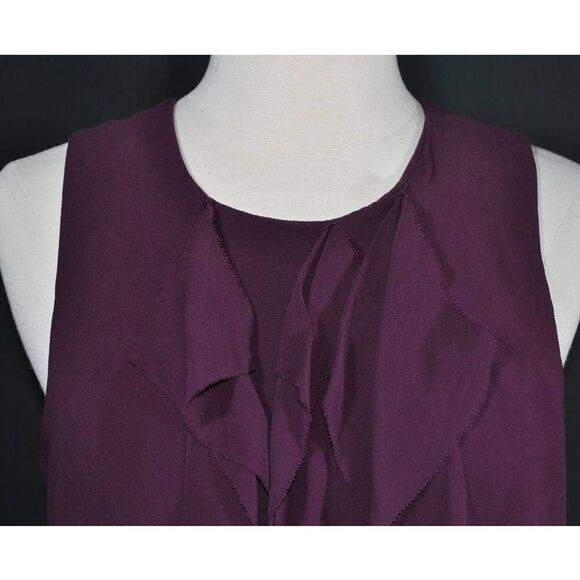 Vince Silk Purple Ruffle Front Sleeveless Top- 10 - Picture 2 of 4